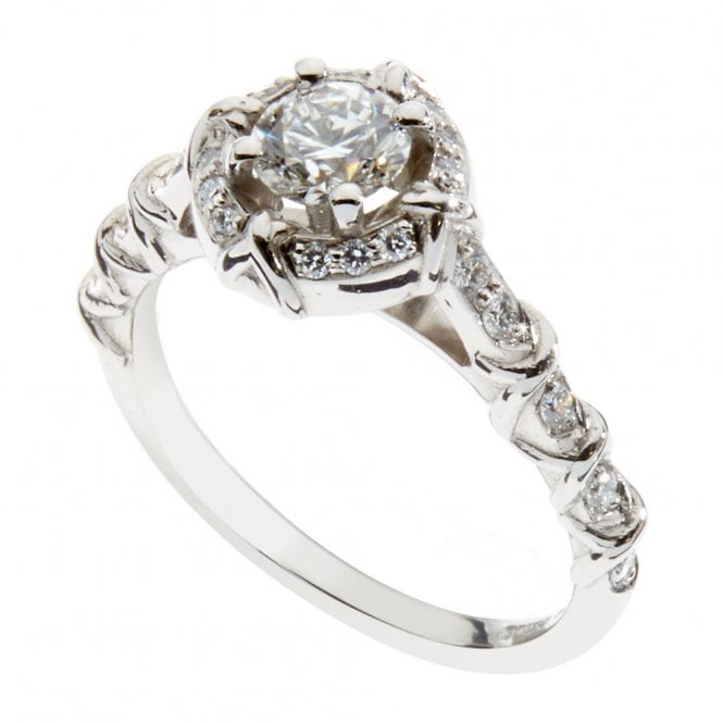 Platinum and diamond kisses ring