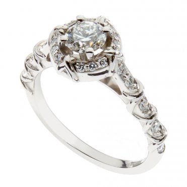 Platinum and diamond kisses ring