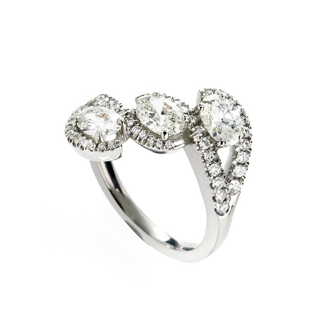 Platinum and diamond three stone ring