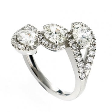 Platinum and diamond three stone ring