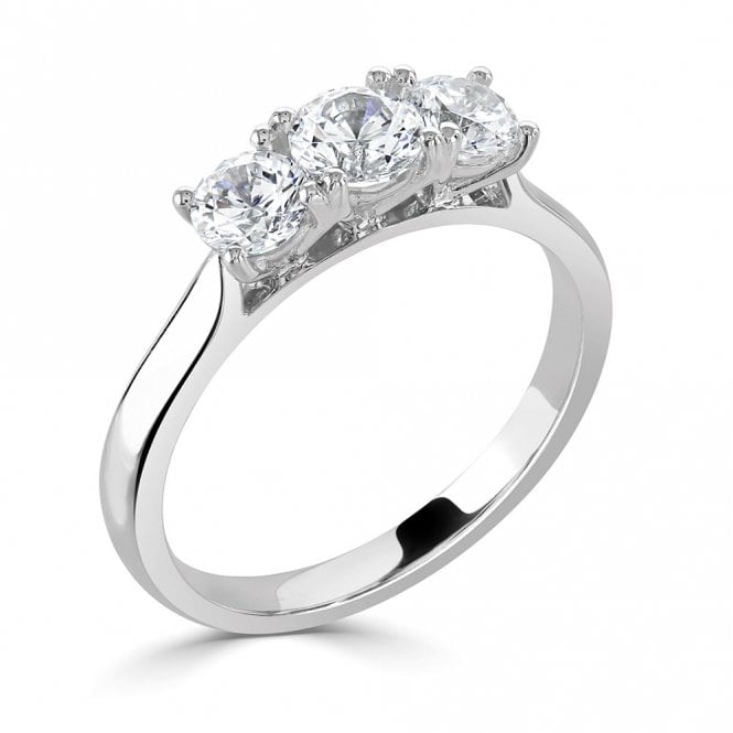 Platinum and Laboratory Created Three Diamond Engagement Ring