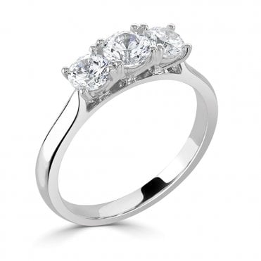 Platinum and Laboratory Created Three Diamond Engagement Ring