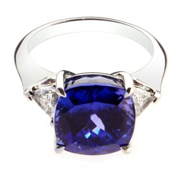 Platinum diamond and tanzanite ring