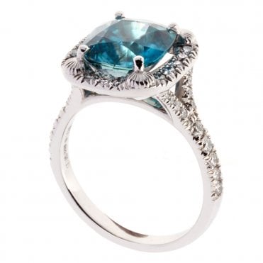 Platinum diamond and zircon ring