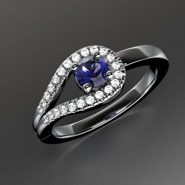 Platinum Diamond & Blue Sapphire Ring