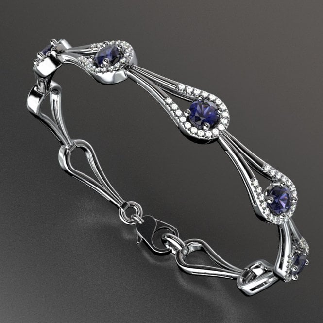Platinum Diamond & Sapphire Bracelet