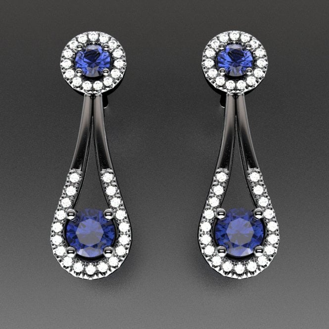 Platinum diamond & sapphire earrings