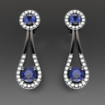 Platinum diamond & sapphire earrings
