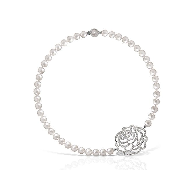 Rose pearl short necklace by Fei Liu