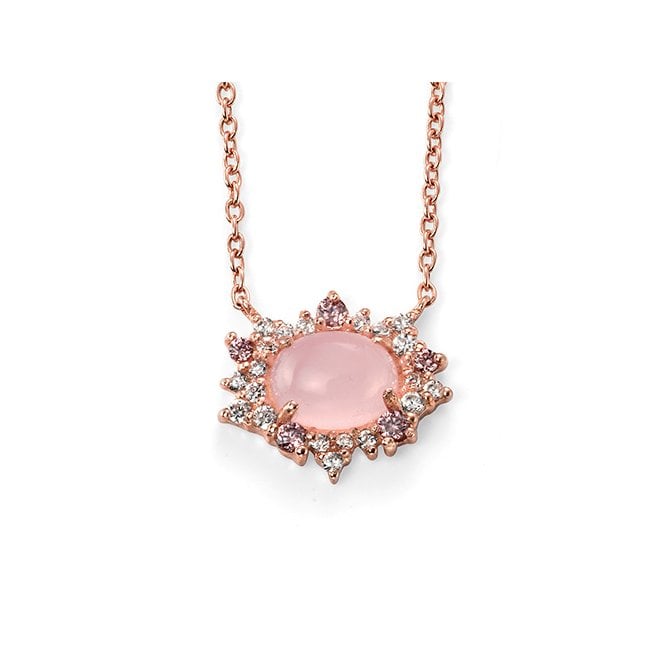 Rose quartz and cubic zirconia necklace