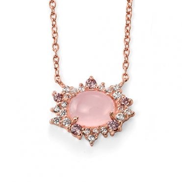 Rose quartz and cubic zirconia necklace