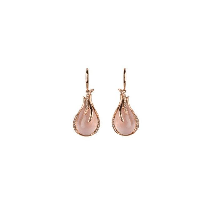 Rose quartz and diamond 18ct rose gold earrings