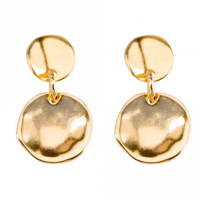 Scales Gold Plated Drop Earrings by Uno de 50