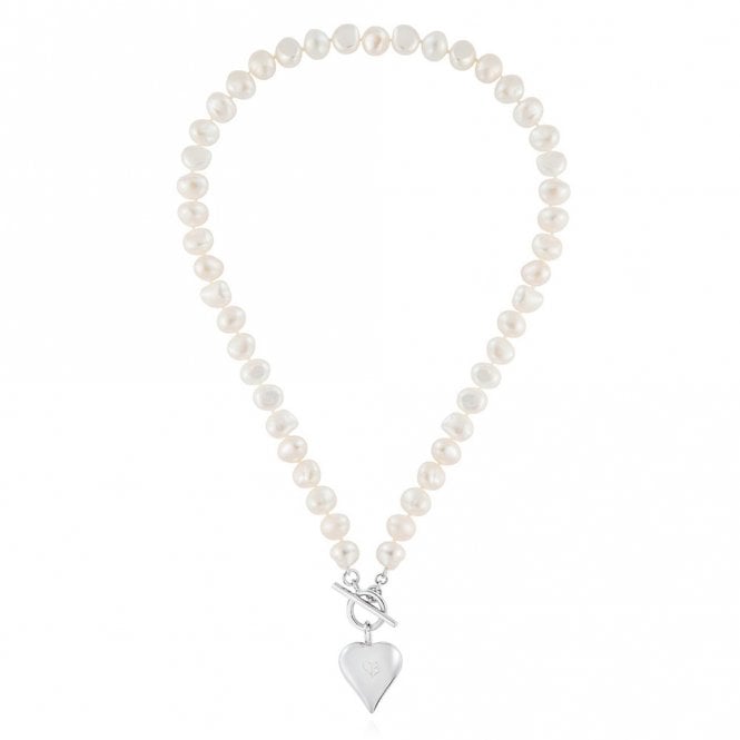 Signature heart longer length pearl necklace by Claudia Bradby