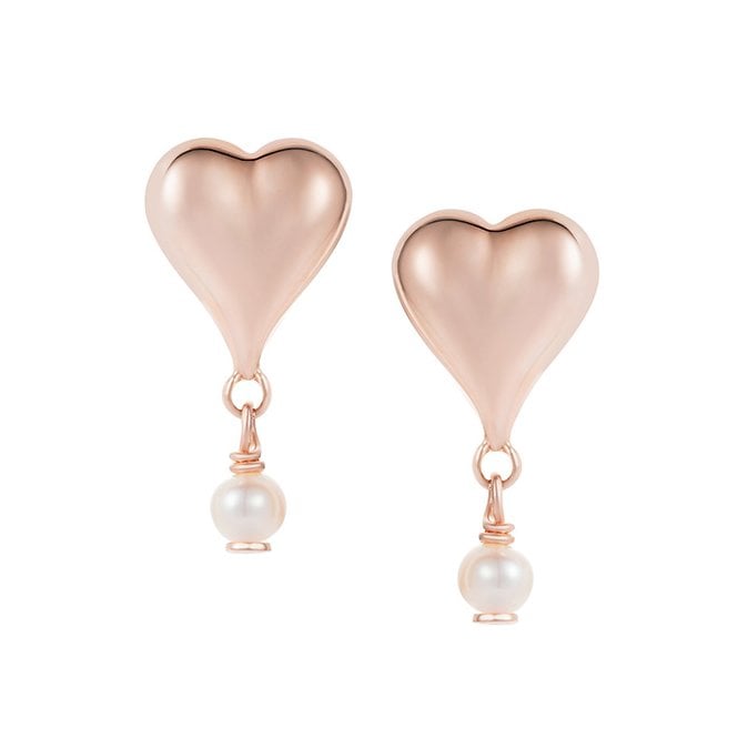 Signature heart rose gold plated studs by Claudia Bradby