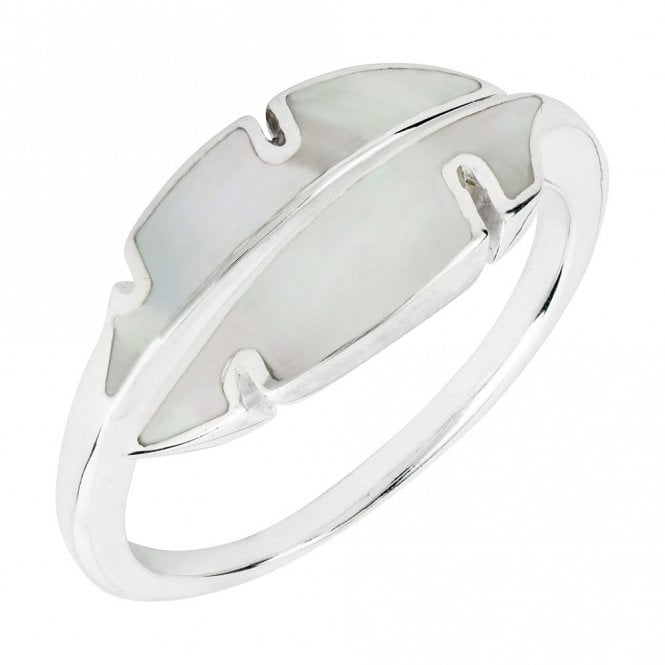 Siler and Mother of Pearl Palm Leaf Ring