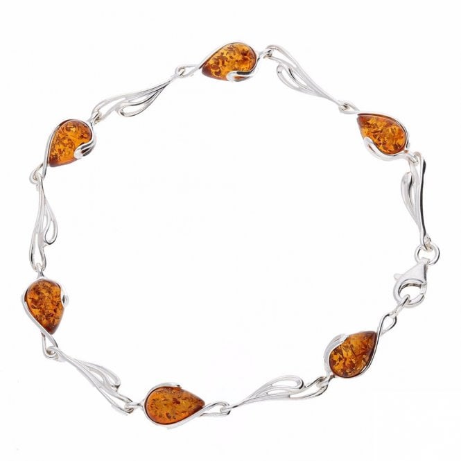 Silver and amber bracelet