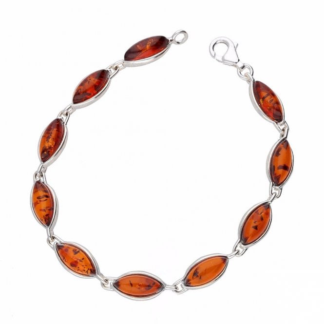 Silver and amber bracelet