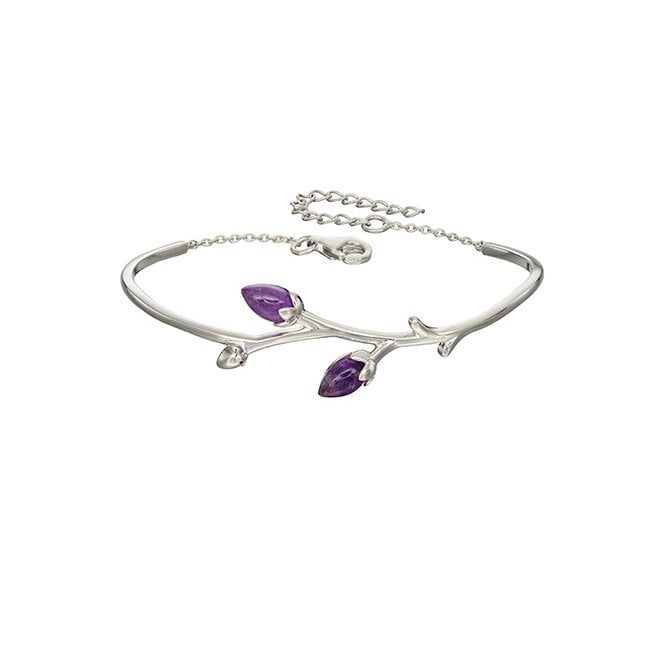 Silver and amethyst bangle
