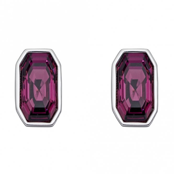 Silver and Amethyst Crystal Stud Earrings
