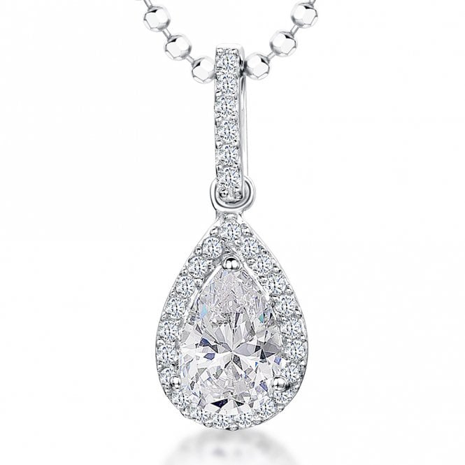 Silver and Amethyst Cubic Zirconia Pendant and Chain from Jools