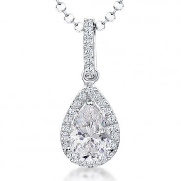 Silver and Amethyst Cubic Zirconia Pendant and Chain from Jools