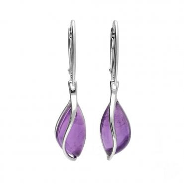 Silver and amethyst drop earrings