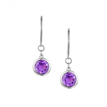 Silver and amethyst drop earrings