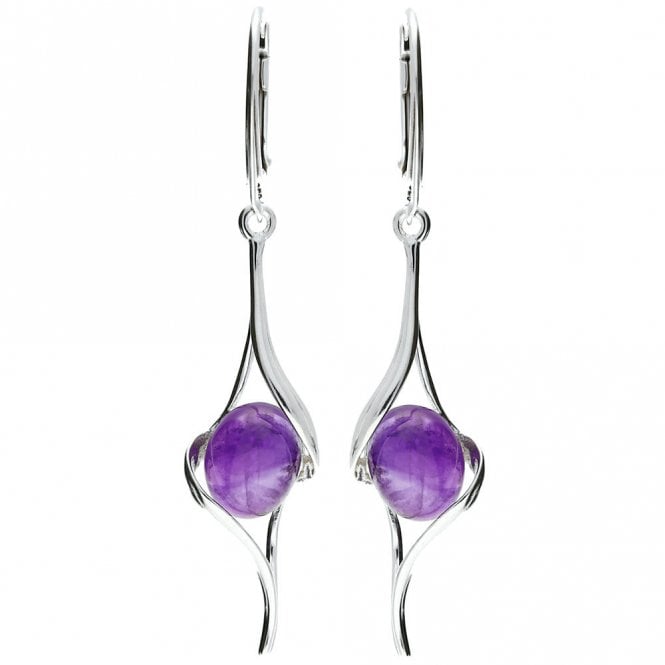 Silver and amethyst drop earrings
