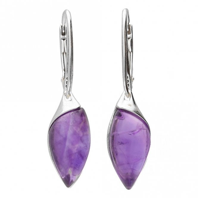 Silver and amethyst drop earrings
