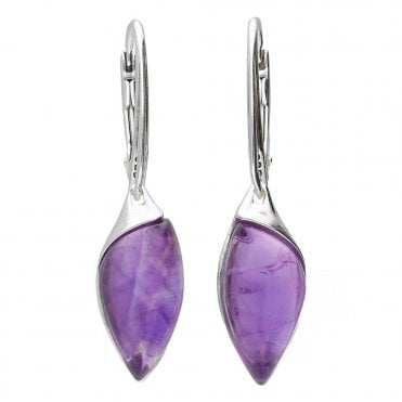 Silver and amethyst drop earrings