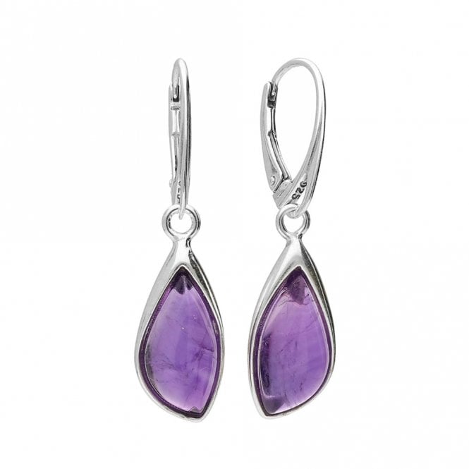 Silver and amethyst drop earrings