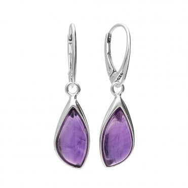Silver and amethyst drop earrings