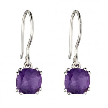 Silver and Amethyst Drop Earrings