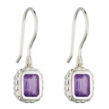 Silver and Amethyst Drop Earrings