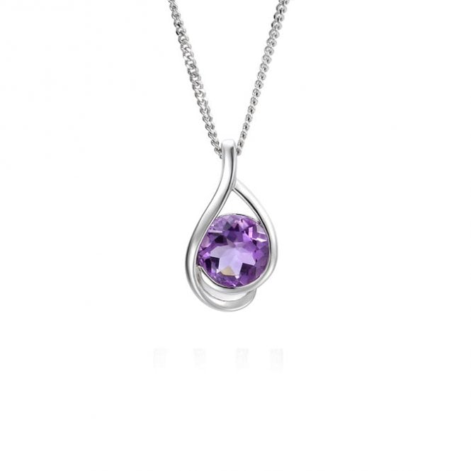 Silver and amethyst pendant and chain