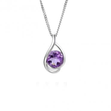 Silver and amethyst pendant and chain