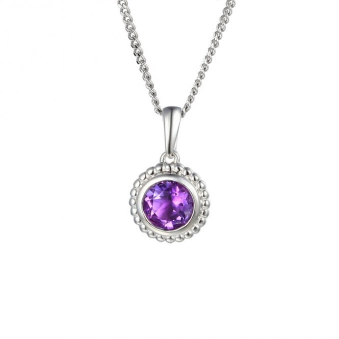 Silver and amethyst pendant and chain
