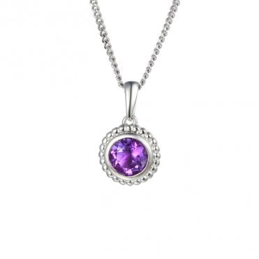 Silver and amethyst pendant and chain