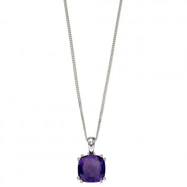 Silver and Amethyst Pendant and Chain