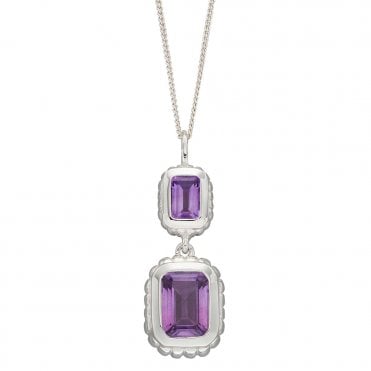 Silver and Amethyst Pendant and Chain