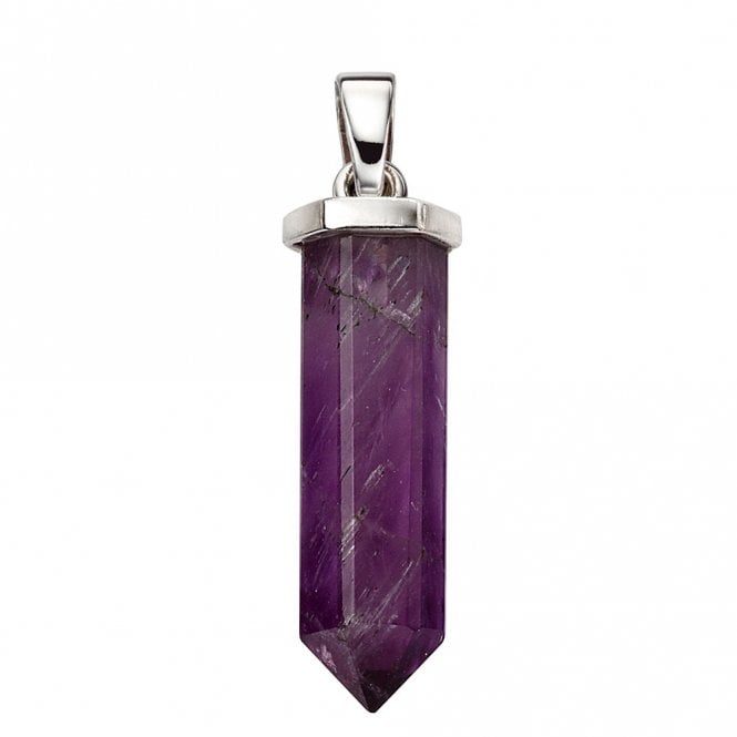 Silver and amethyst shard pendant and chain