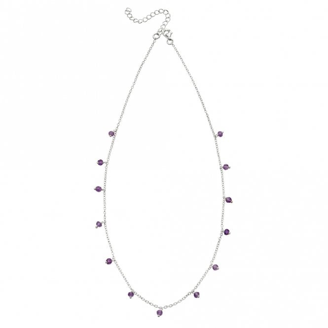 Silver and amethyst station necklace