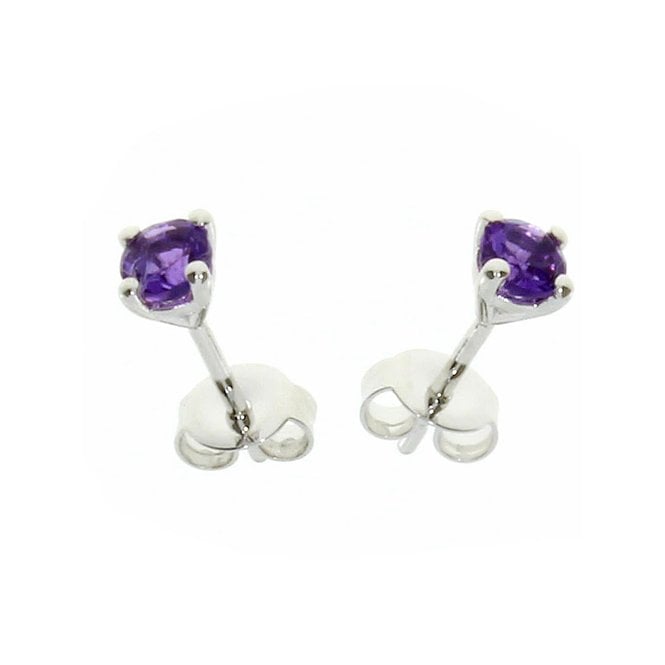 Silver and amethyst stud earrings.