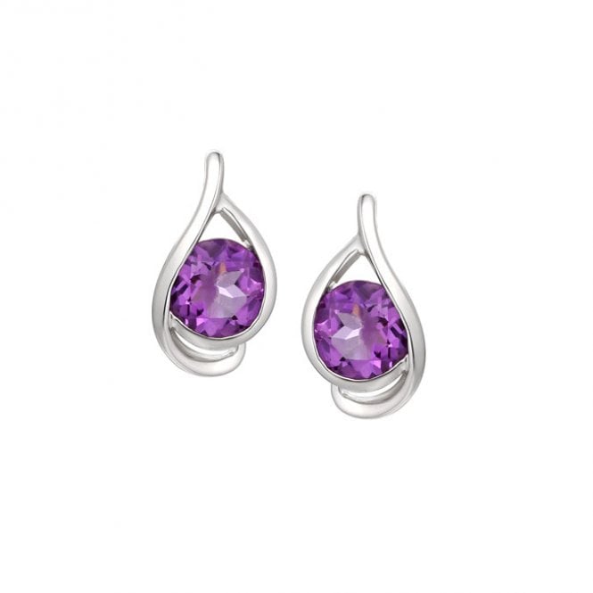 Silver and amethyst stud earrings