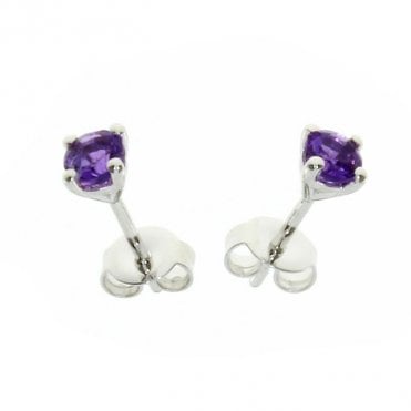 Silver and Amethyst Stud Earrings
