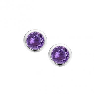 Silver and Amethyst Stud Earrings
