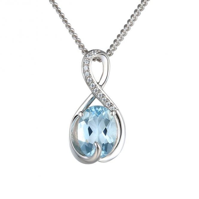 Silver and aqamarine pendant and chain