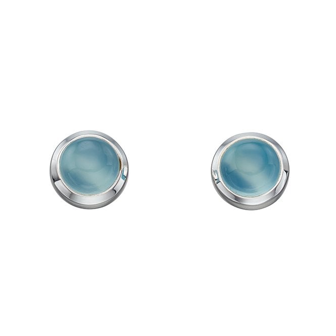 Silver and aqua agate stud earrings