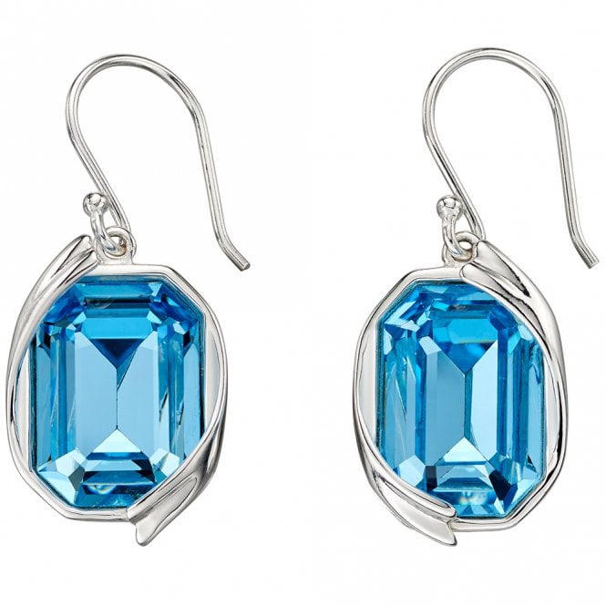 Silver and aqua Swarovski crystal drop earrings